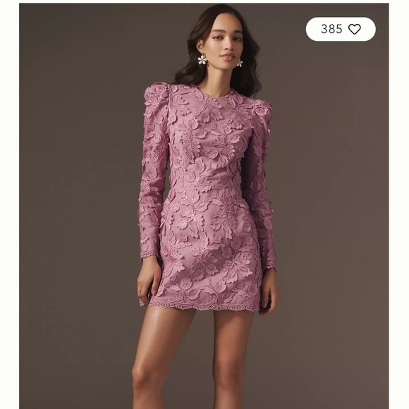 Helsi Dresses & Skirts - NEW HELSI Christy Scalloped Long Sleeve Pink Floral Applique Mini Dress Sz S